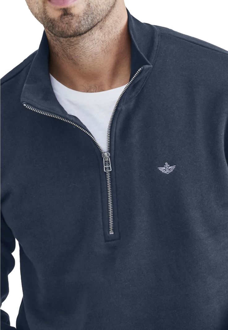 Sweater Hombre Quarter Zip Fleece Regular Fit Azul-1