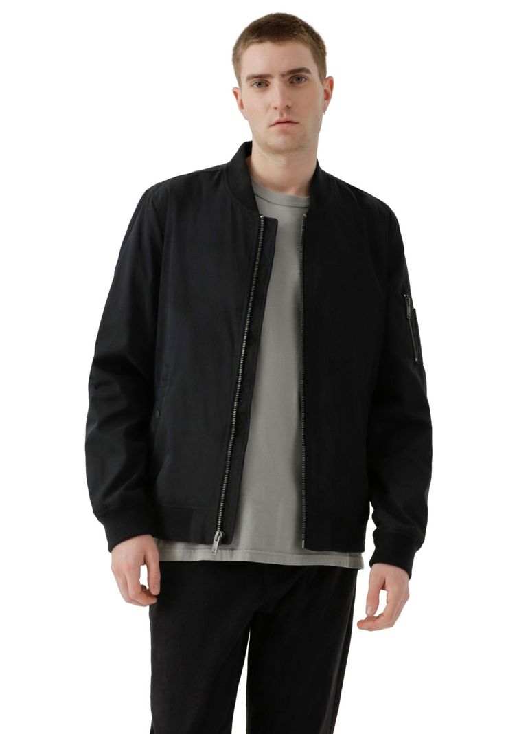 Chaqueta Hombre Bomber Regular Fit Negra-0