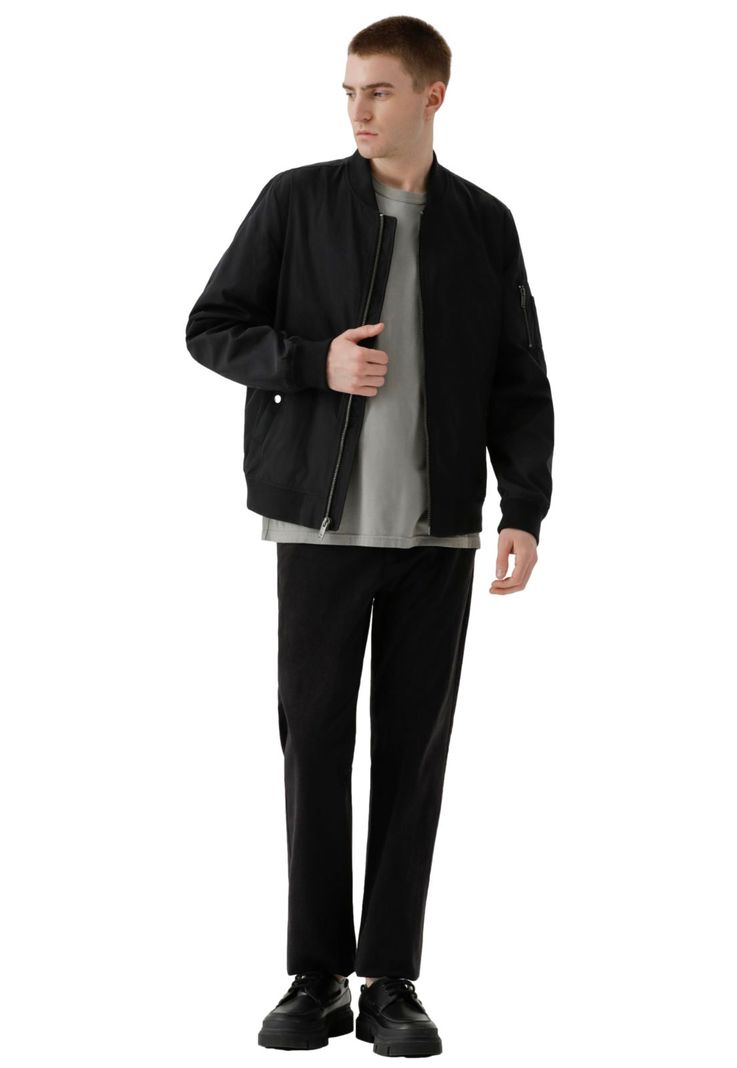 Chaqueta Hombre Bomber Regular Fit Negra-3