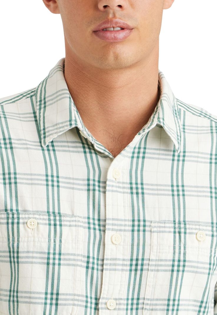 Camisa Hombre Work Regular Fit Blanco-Verde A0877-0050-1