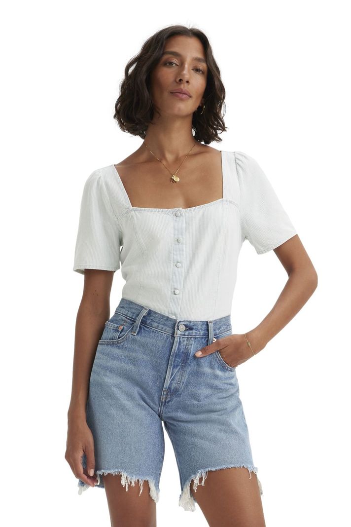 Blusa Mujer Pascale Manga corta Celeste Levis A7332-0006-0