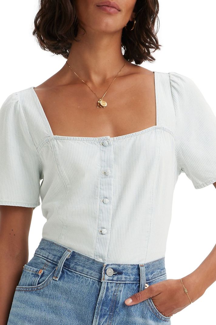 Blusa Mujer Pascale Manga corta Celeste Levis A7332-0006-1
