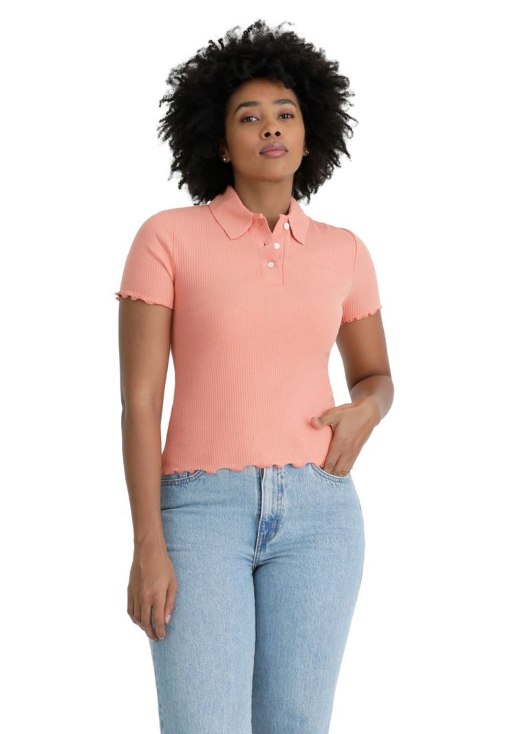 Polera Mujer Ribbed Polo Slim Fit Anaranjado A8846-0002-0