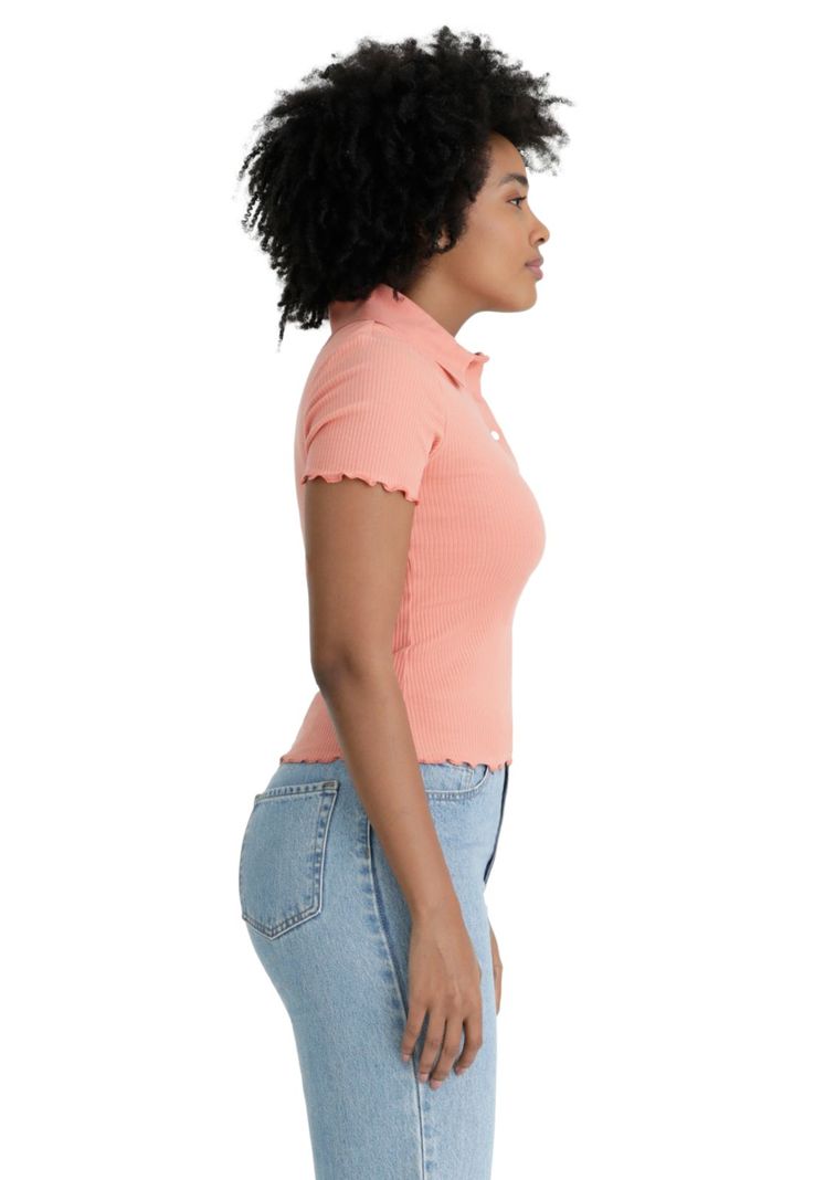 Polera Mujer Ribbed Polo Slim Fit Anaranjado A8846-0002-1