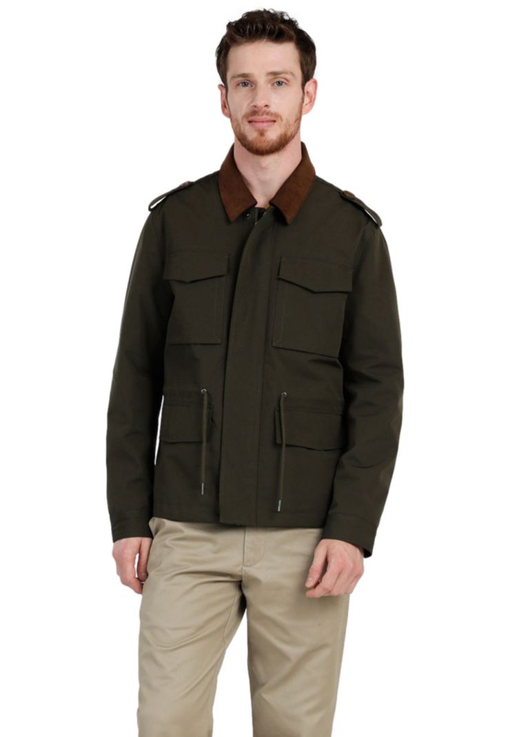 Chaqueta Poly Cotton Faille Regular Fit Verde-0