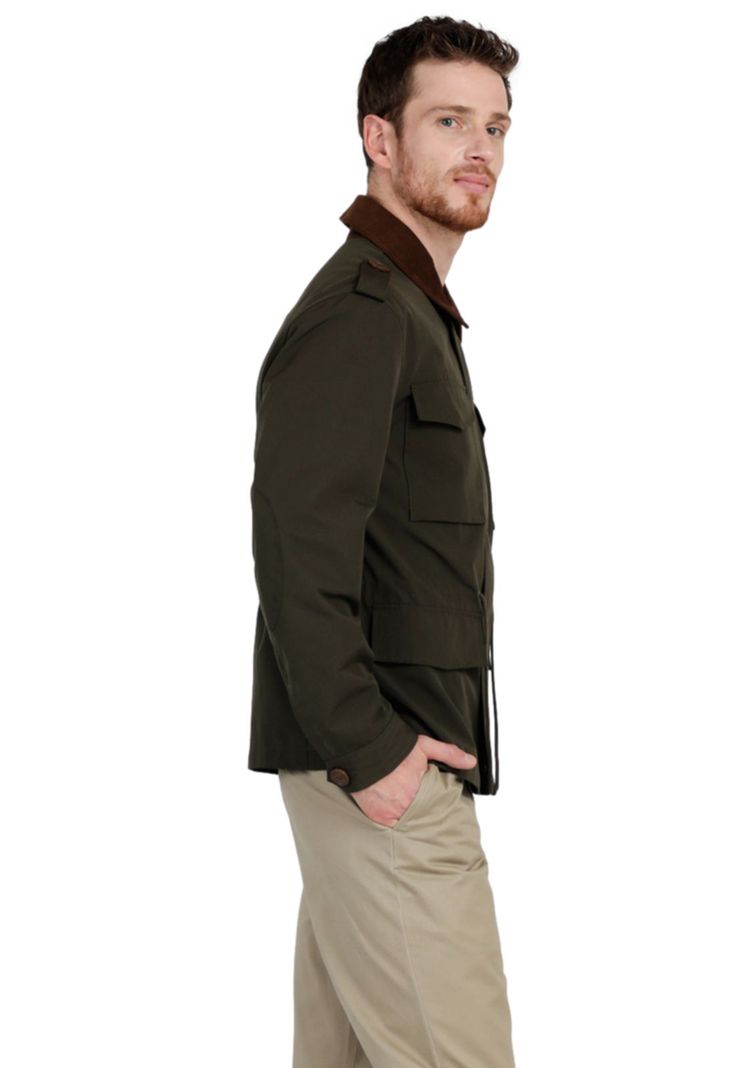 Chaqueta Poly Cotton Faille Regular Fit Verde-1