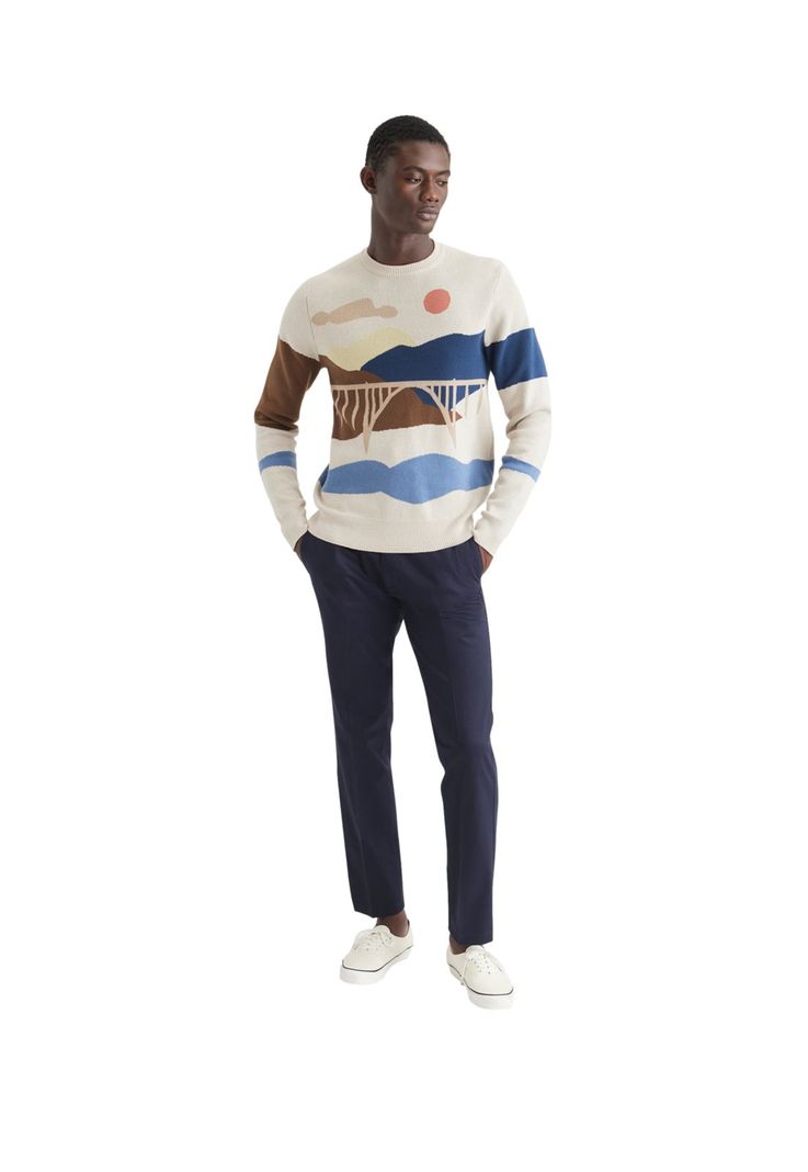 Sweater Hombre Crafted Crewneck Regular Fit Beige A6101-0007-2