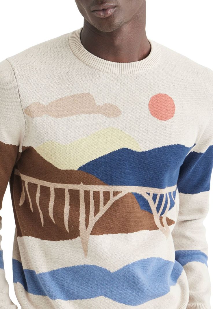 Sweater Hombre Crafted Crewneck Regular Fit Beige A6101-0007-3