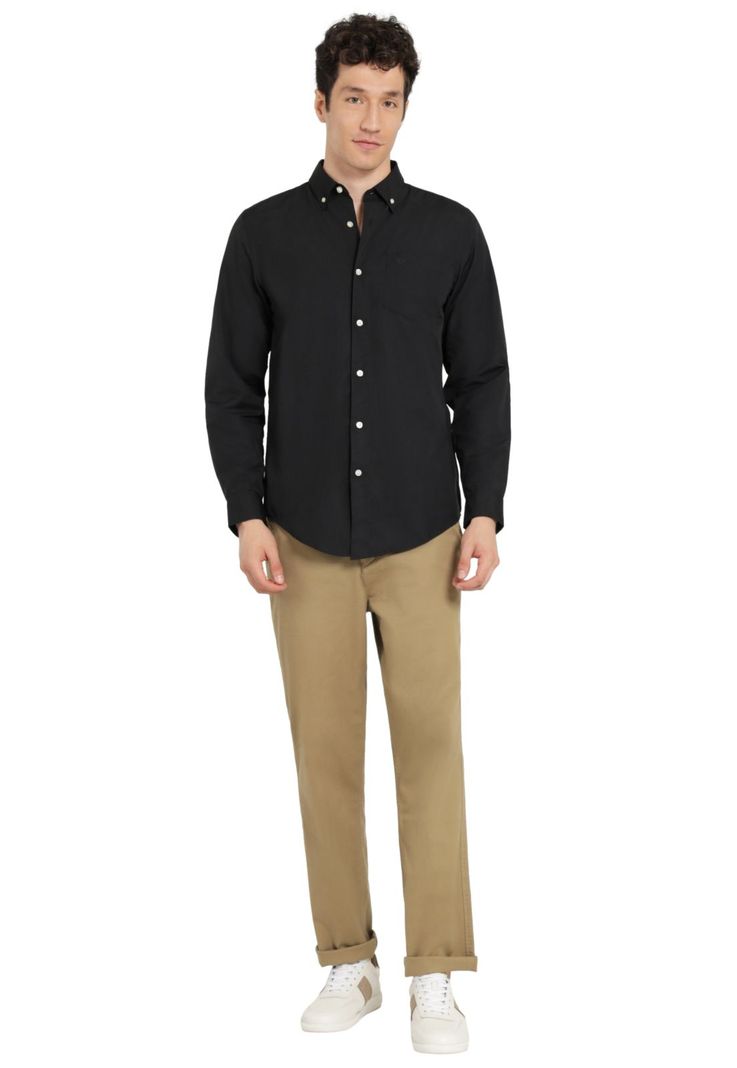 Camisa Hombre Woven Refine Regular Fit Negro 52798-1173-3