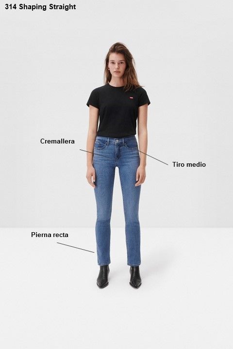 Jeans Mujer 314 Shaping Straight Negro Levis 19631-0000-5
