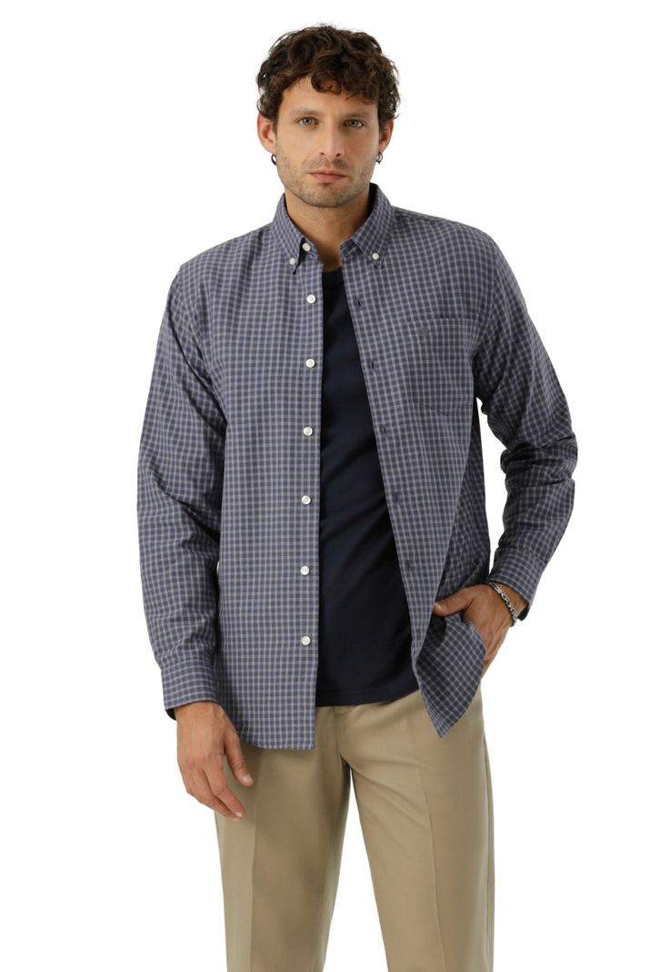 Camisa Hombre Woven Refine Classic Fit Azul Cuadros 52798-1225-0