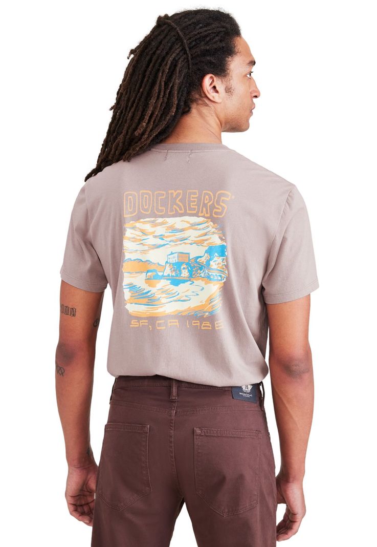 Polera Hombre Graphic Tee Slim Fit Café-1