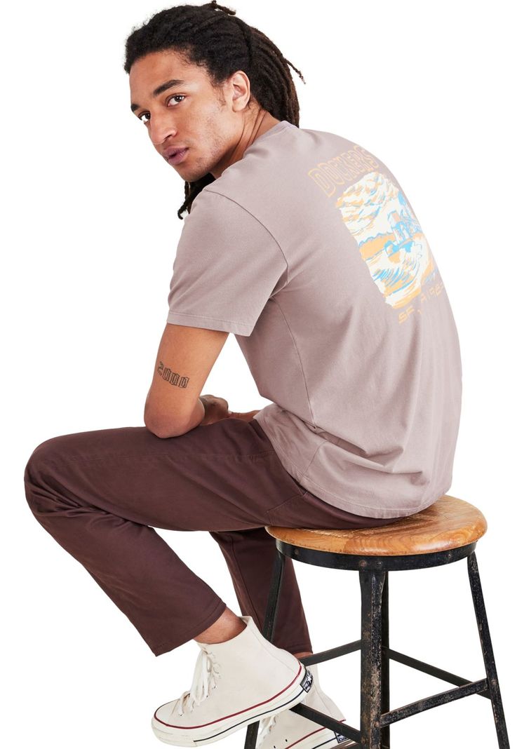 Polera Hombre Graphic Tee Slim Fit Café-3