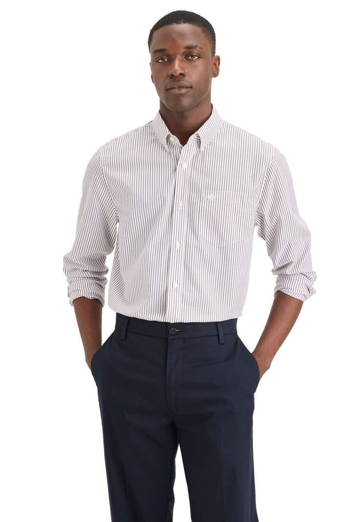 Camisa Hombre Stain Defender Classic Fit Azul Rayas-0