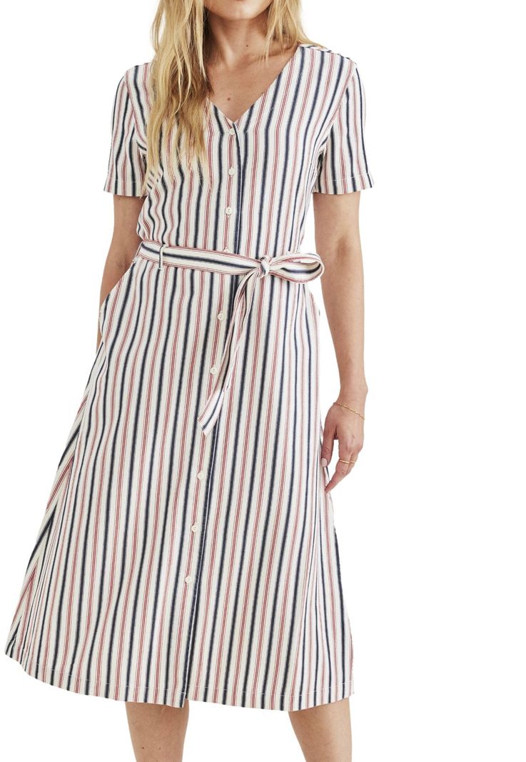 Vestido Mujer Midi Rojo Rayado A4271-0003-1