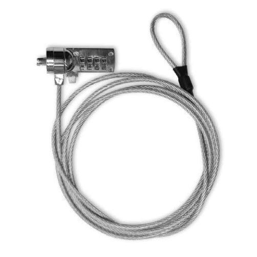 Cable de seguridad para notebook con codigo 4 digitos Plateado Metalico