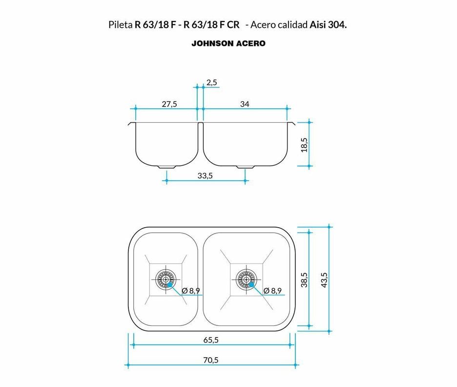 Lavaplatos doble R 63/18 FCR -5