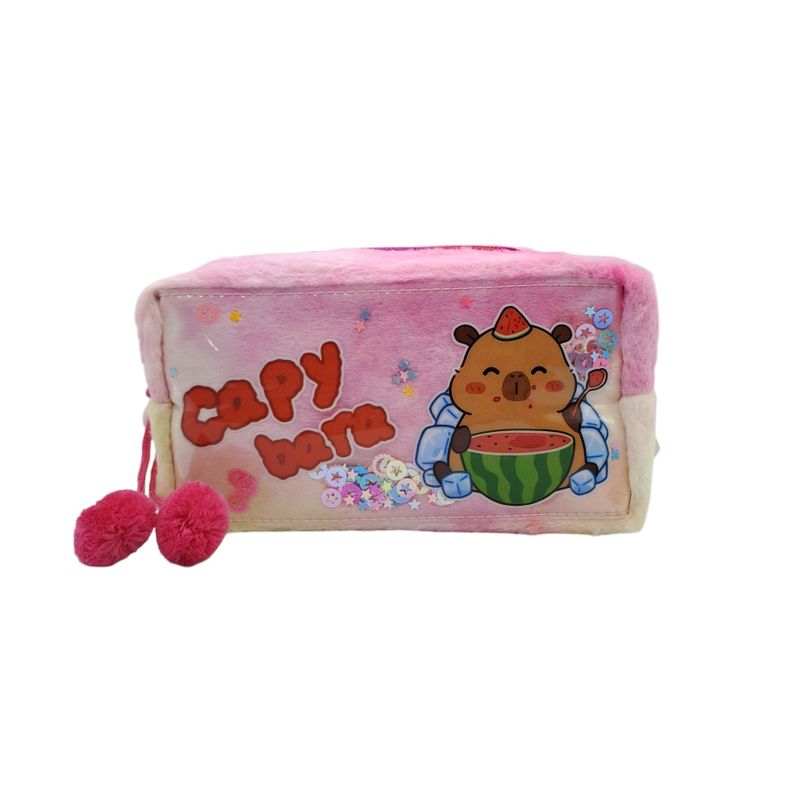 Estuche de Felpa para Lápices Diseño Capibara color Rosado-0