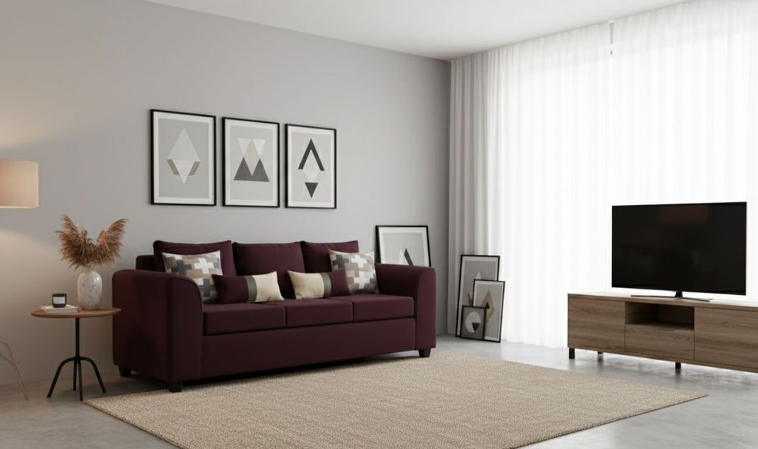 sofa 3 cuerpos burdeo fancy hogar