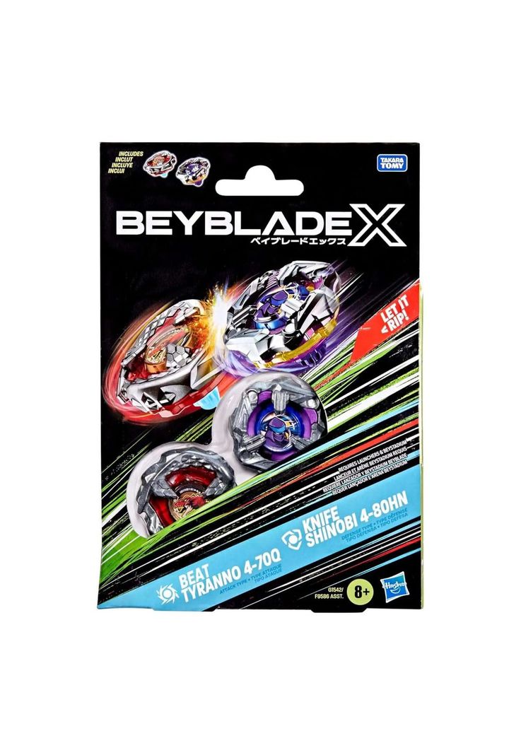 Beyblade X Duo Beat Tyranno 4-70Q y Knife Shinobi 4-80HN Hasbro