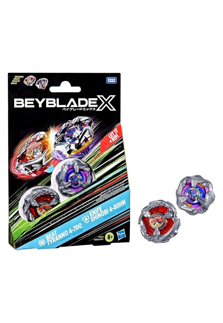Beyblade X Duo Beat Tyranno 4-70Q y Knife Shinobi 4-80HN Hasbro