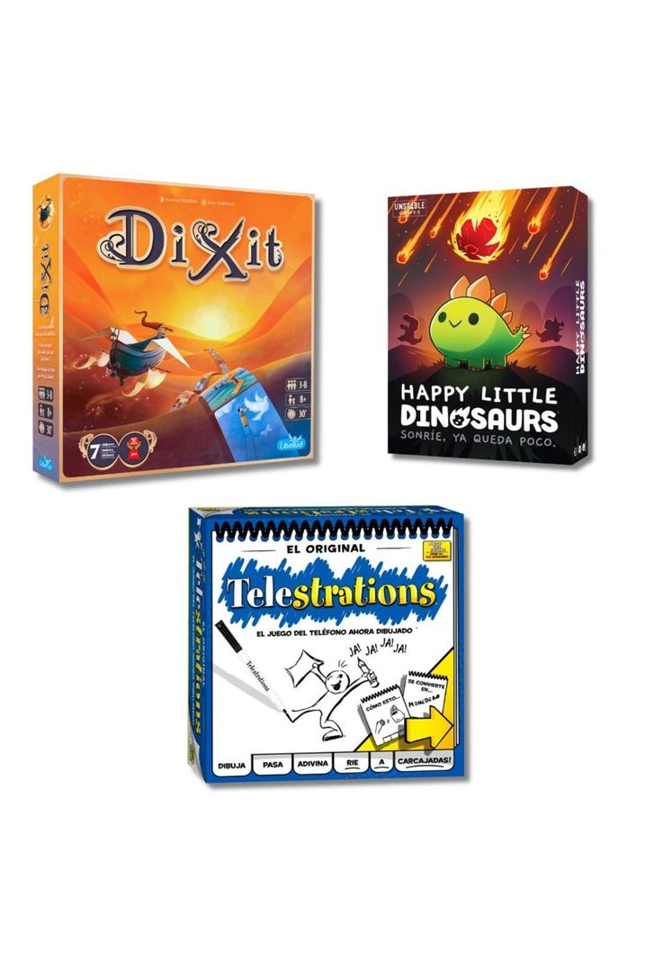 Pack Party (Happy Little Dinosaurs + Telestrations + Dixit)-0