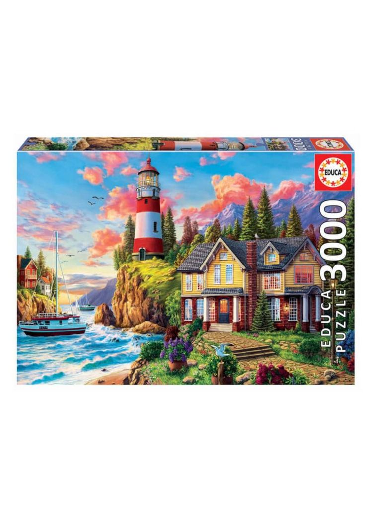 Puzzle Rompecabezas 3000 piezas Faro Cerca del Oceano Educa-0