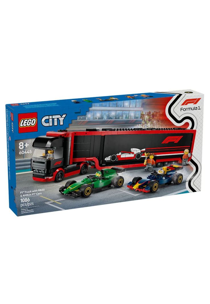 Lego City Camión de F1 con Autos de F1 RB20 y AMR24 (60445)-0