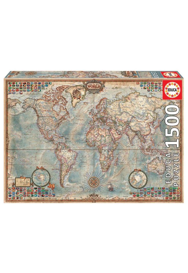 Puzzle Rompecabezas 1500 piezas El Mundo, Mapa Politico Educa-0