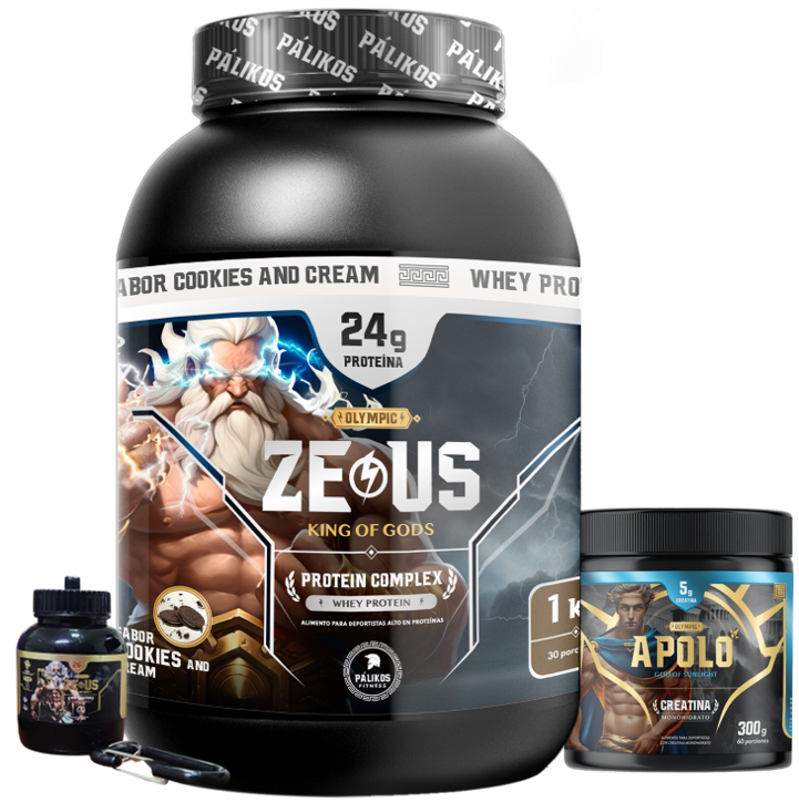 Proteina Zeus Complex 1kg Cookies / Creatina 300g/ Minibottle-0