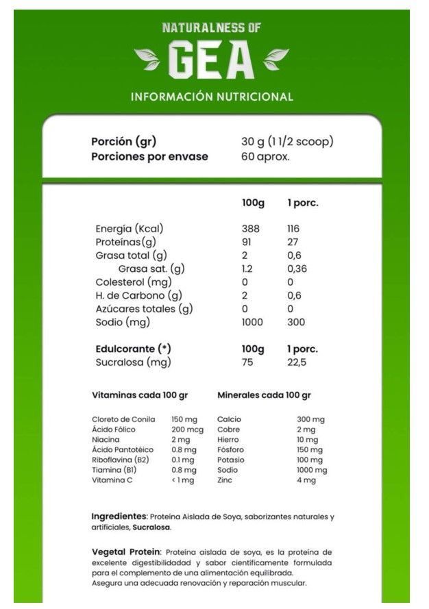 Proteína vegana 2kg Sabor Vainilla (60 servicios)-2