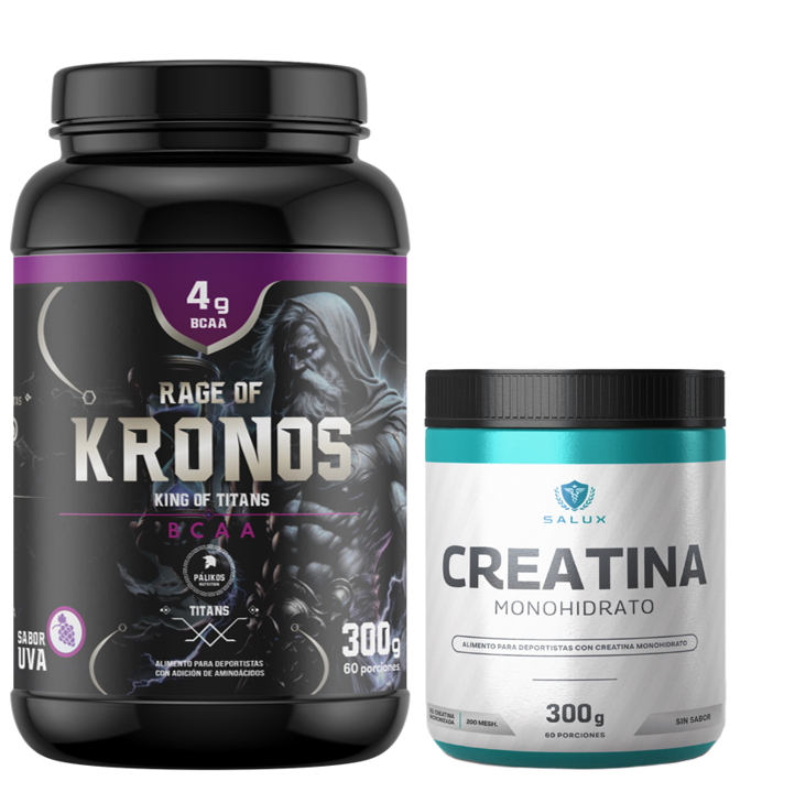 Aminoacido BCAA + creatina monohidrato Salux 60 servicios c/u-0