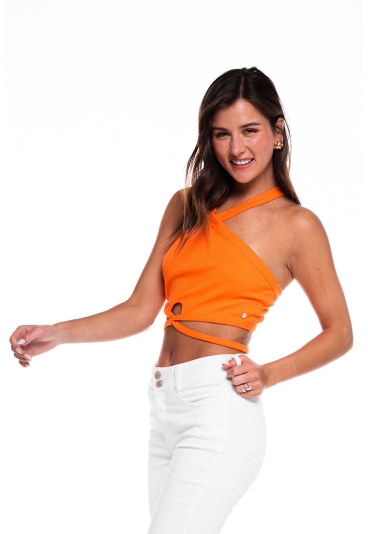 Polera Budapest Crop Pabilos Naranja Efesis-1
