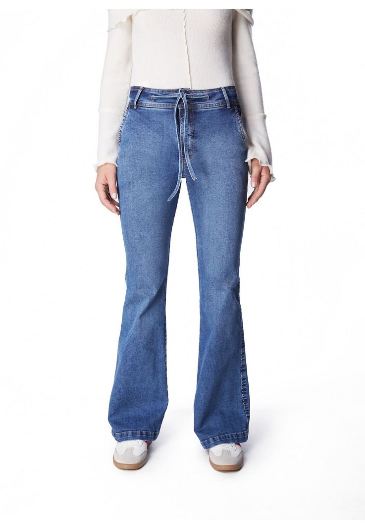 JEANS MACEIO FLARE PRETINA ANCHA C/ LAZO AZUL-1