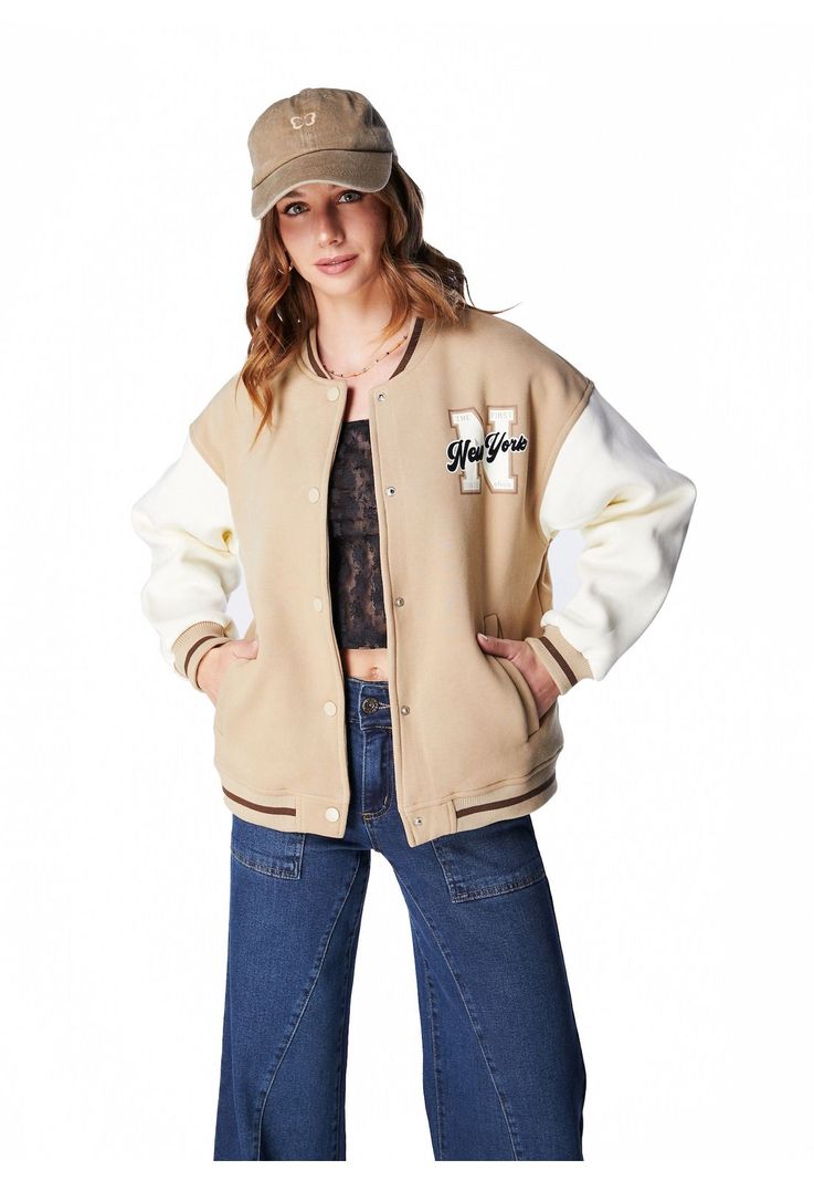 CHAQUETA ZEUS BOMBER BICOLOR ESTAMPADA-1