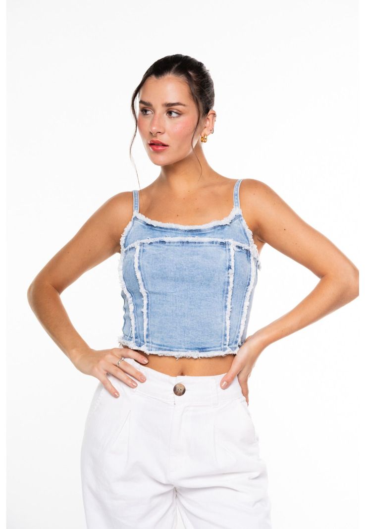 Corset Kigali Regular Cortes y Desflecado Azul Efesis-0