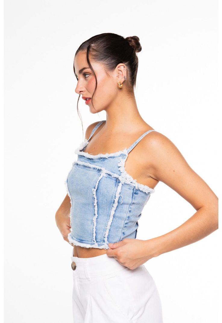 Corset Kigali Regular Cortes y Desflecado Azul Efesis-1