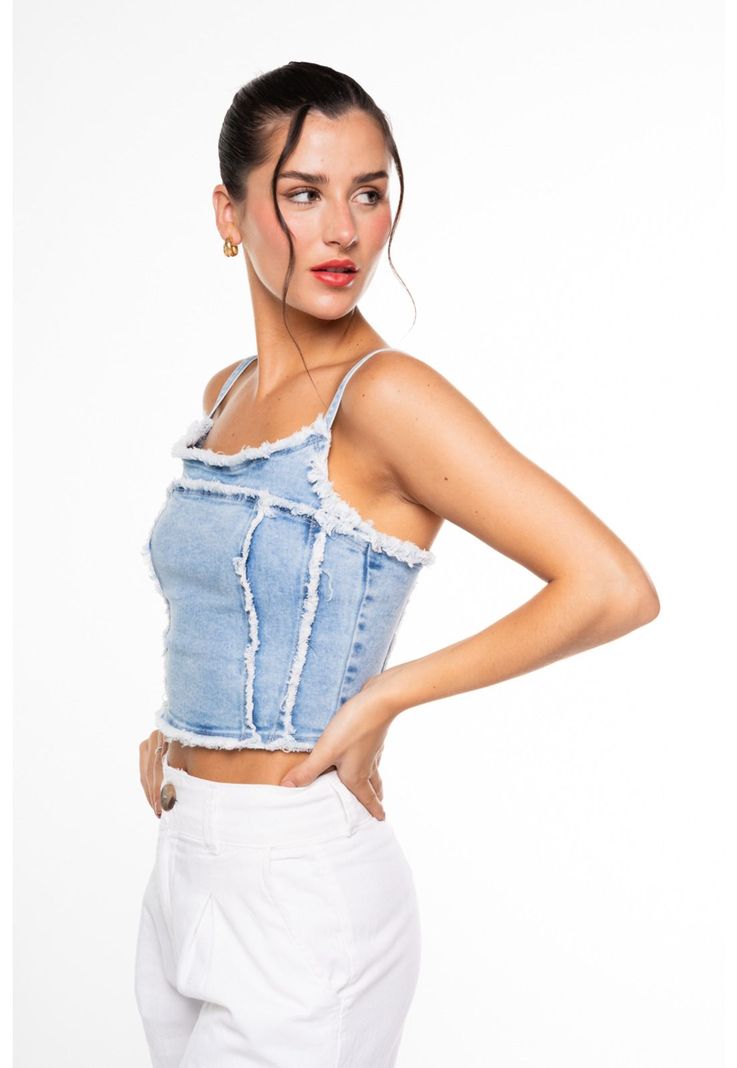 Corset Kigali Regular Cortes y Desflecado Azul Efesis-3