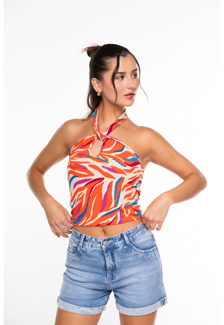 Polera Marsella Regular Cuello Halter Rojo Efesis-0