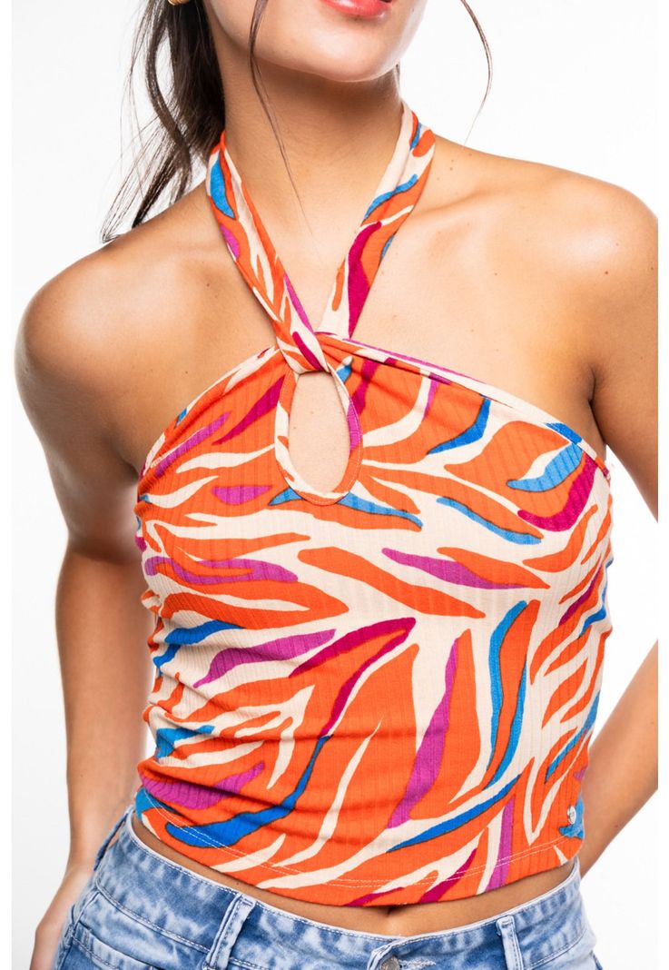 Polera Marsella Regular Cuello Halter Rojo Efesis-1