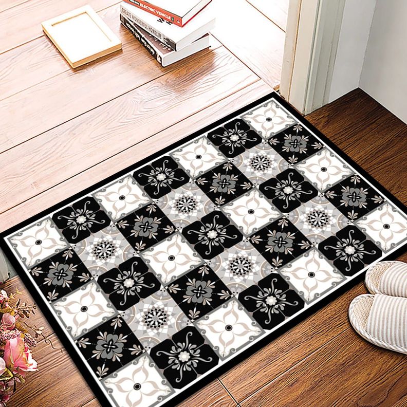 Alfombra Vinílica Cocina Baldosa Clásica Gris 140x180cm-2
