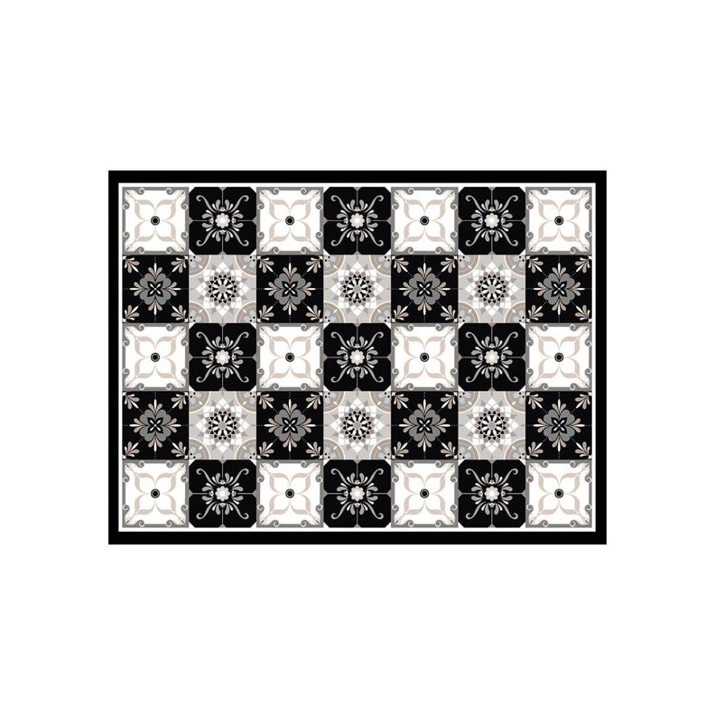 Alfombra Vinílica Cocina Baldosa Clásica Gris 140x180cm-0