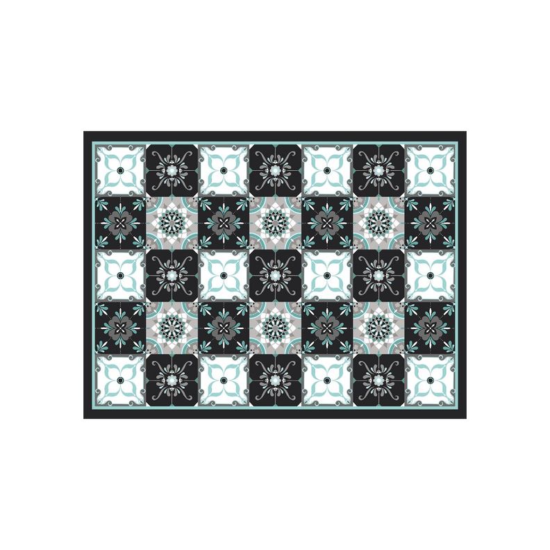 Alfombra Vinílica Baldosa Clásica Azul 140x220 cm-0