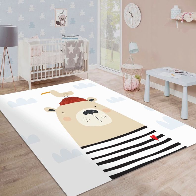 Alfombra Vinílica Infantil Oso Marinero 110x140 cm-3