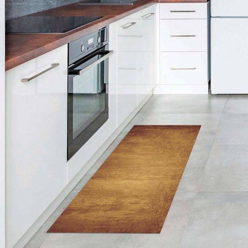 Alfombra Vinílica Baño Cocina Cemento Ocre 70x140 cm-3