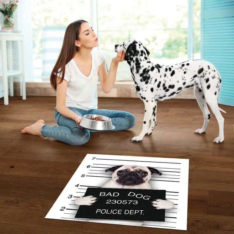 Alfombra Vinílica Pet Bad Pug Antideslizante 70x70 cm-1
