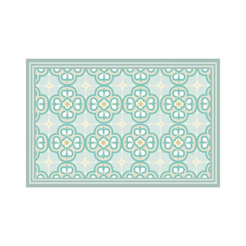 Alfombra Vinílica Living  Flor Árabe Turquesa 50x70 cm-4