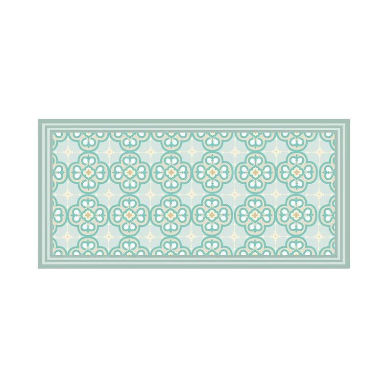 Alfombra Vinílica Living  Flor Árabe Turquesa 50x70 cm-7