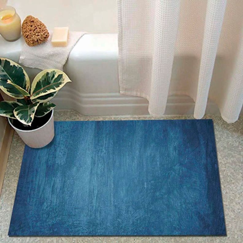 Alfombra Vinílica Baño Cocina Cemento Azul 140x220 cm-1