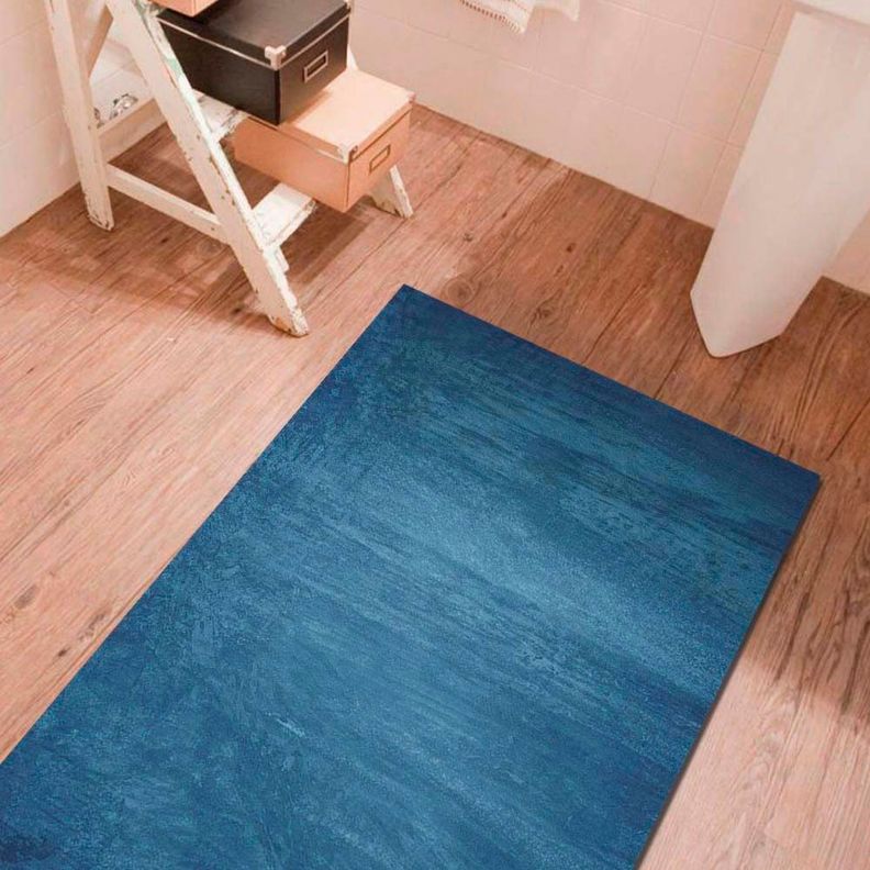 Alfombra Vinílica Baño Cocina Cemento Azul 140x220 cm-2